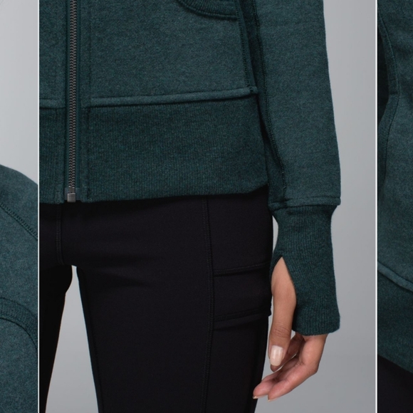 EUC Lululemon Scuba Hoodie II Heathered Fuel Green 4 - Picture 4 of 12